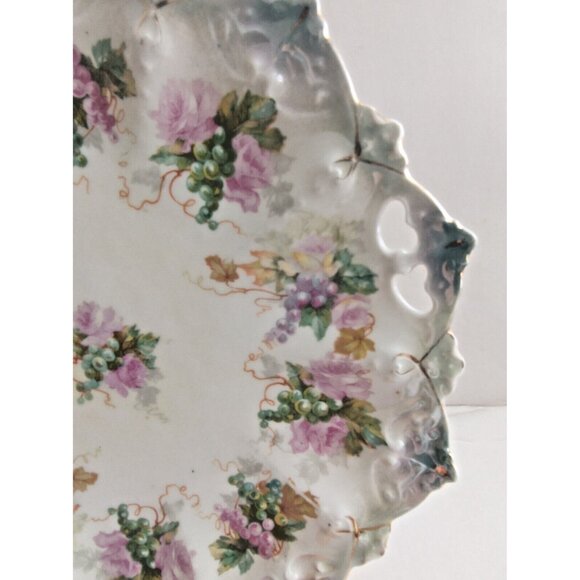 Antique MZ Austria Finger Hole Platter Collectible Hand Painted Platter 10 1/4" - Picture 5 of 16